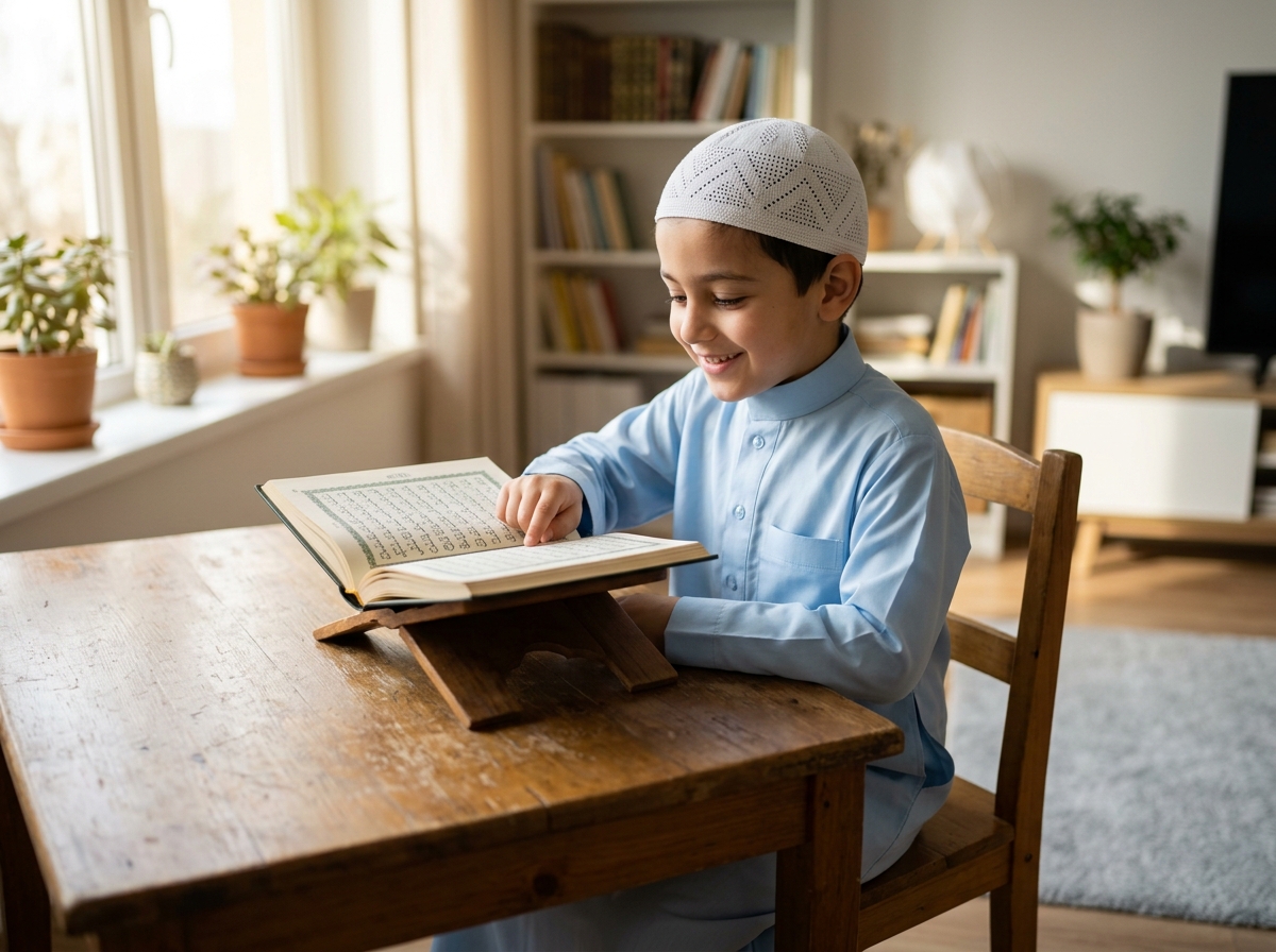Dedicated student learning Quran with certified tutor